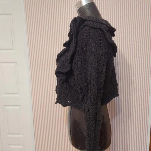 Free People Whimsigoth Knit Cardigan Small Ruffled Open Knit Fairy Grunge - Picture 4 of 12